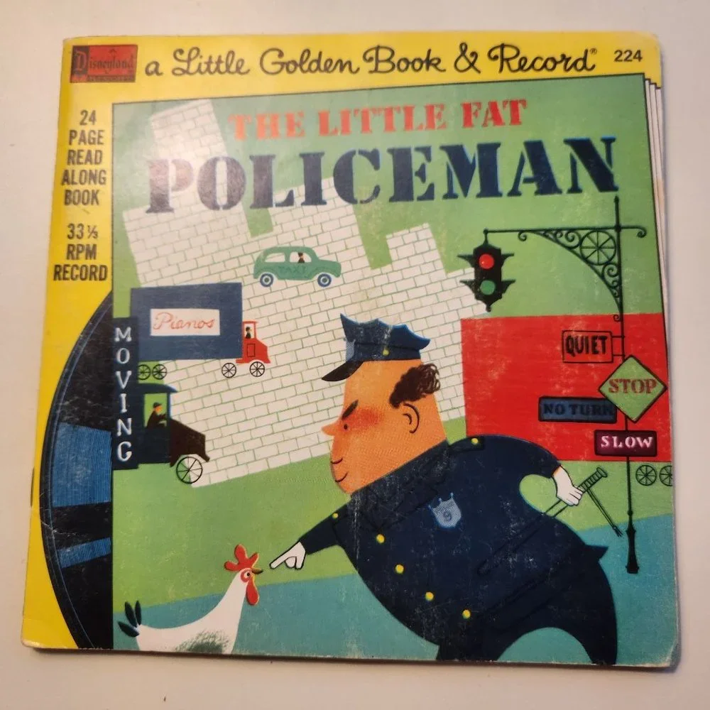 Vintage 1950s The Little Fat Policeman A Little Golden Book & 33 1/3 Record #224